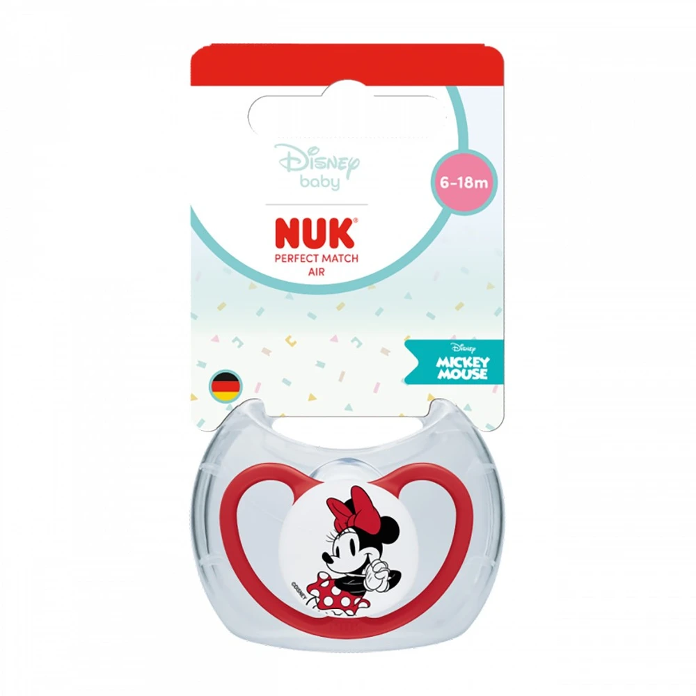 NUK Perfect Match oro čiulptukas Disney Mickey Mouse, dydis 6-18 mėn., raudonas