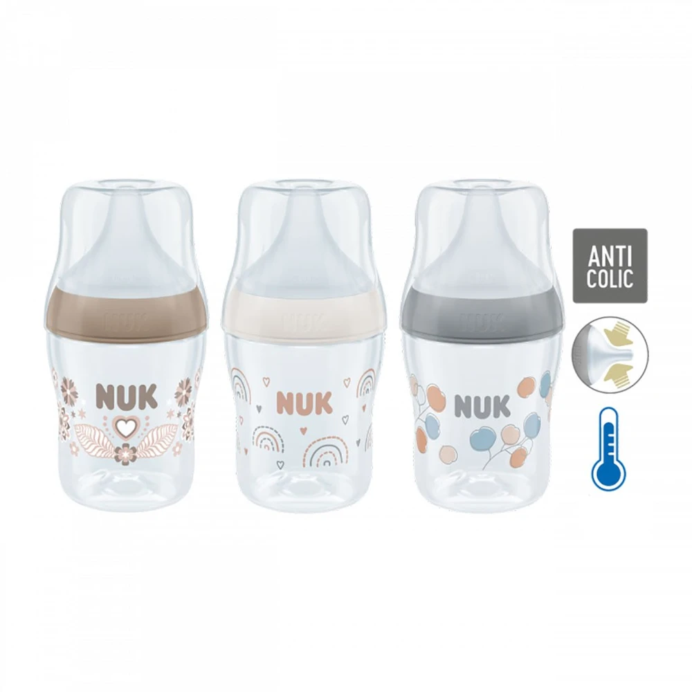 NUK Perfect Match termometru kontroliuojamas kūdikio buteliukas 150 ml baltas