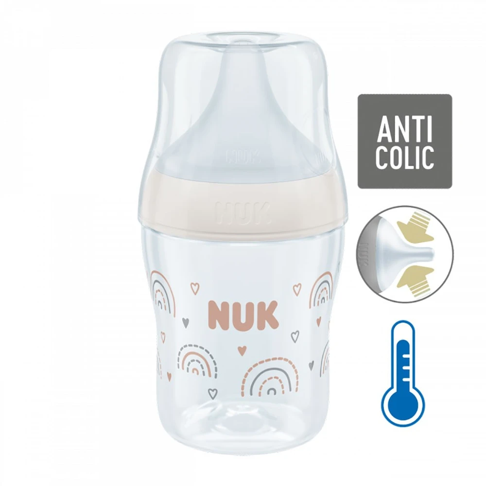 NUK Perfect Match termometru kontroliuojamas kūdikio buteliukas 150 ml baltas