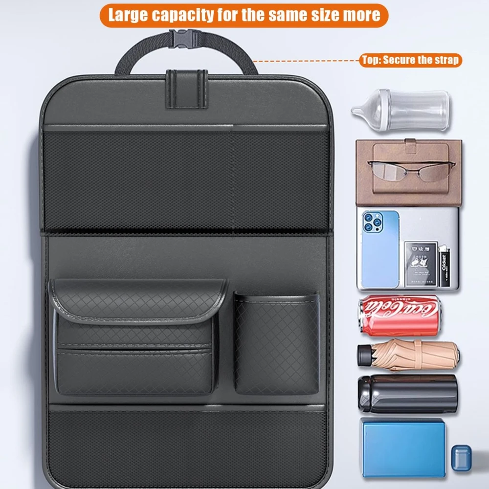 Oem Foldable Automobilio organaizeris for front seats with compartments D03-B juodos spalvos