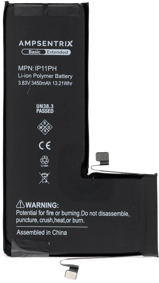 Inne „Oem AmpSentrix Basic“ baterija, skirta „iPhone 11 Pro“ (didelės talpos 3450 mAh)