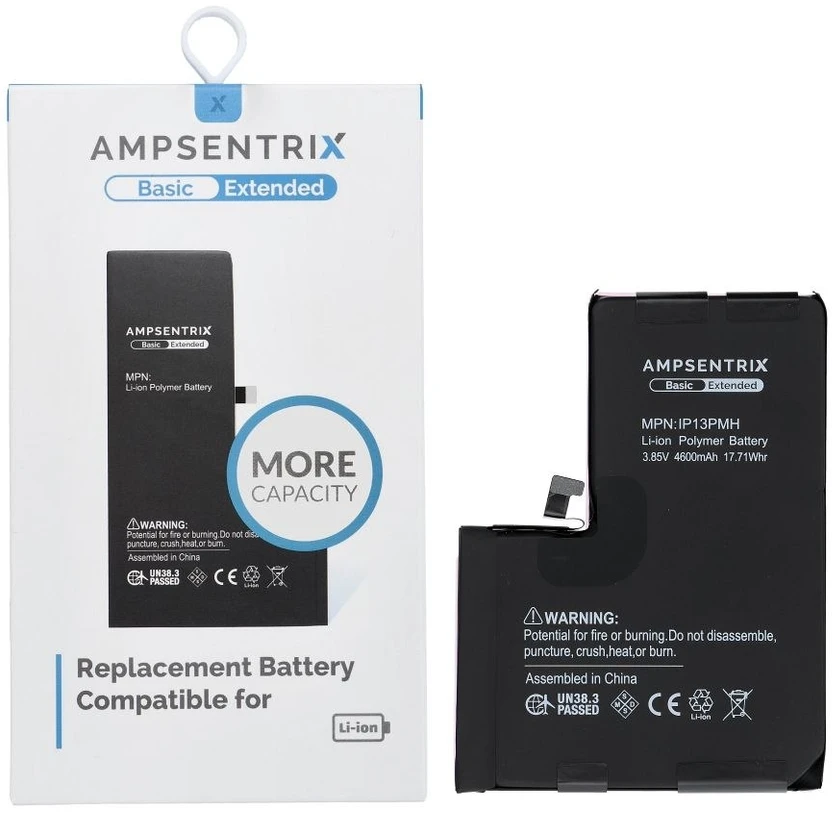 Inne „Oem AmpSentrix Basic“ baterija, skirta „iPhone 13 Pro Max“ (didelės talpos 4600 mAh)