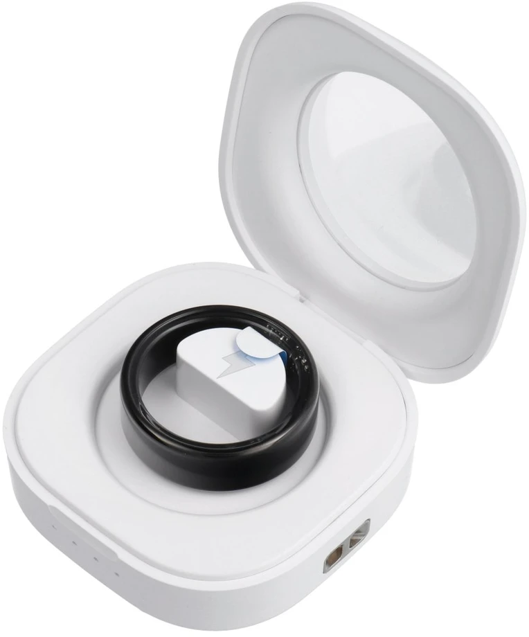 OEM Smart Ring R11M - išmanusis plieno žiedas su įkrovimo dėžute, 8 dydis (18,1 mm), juodas