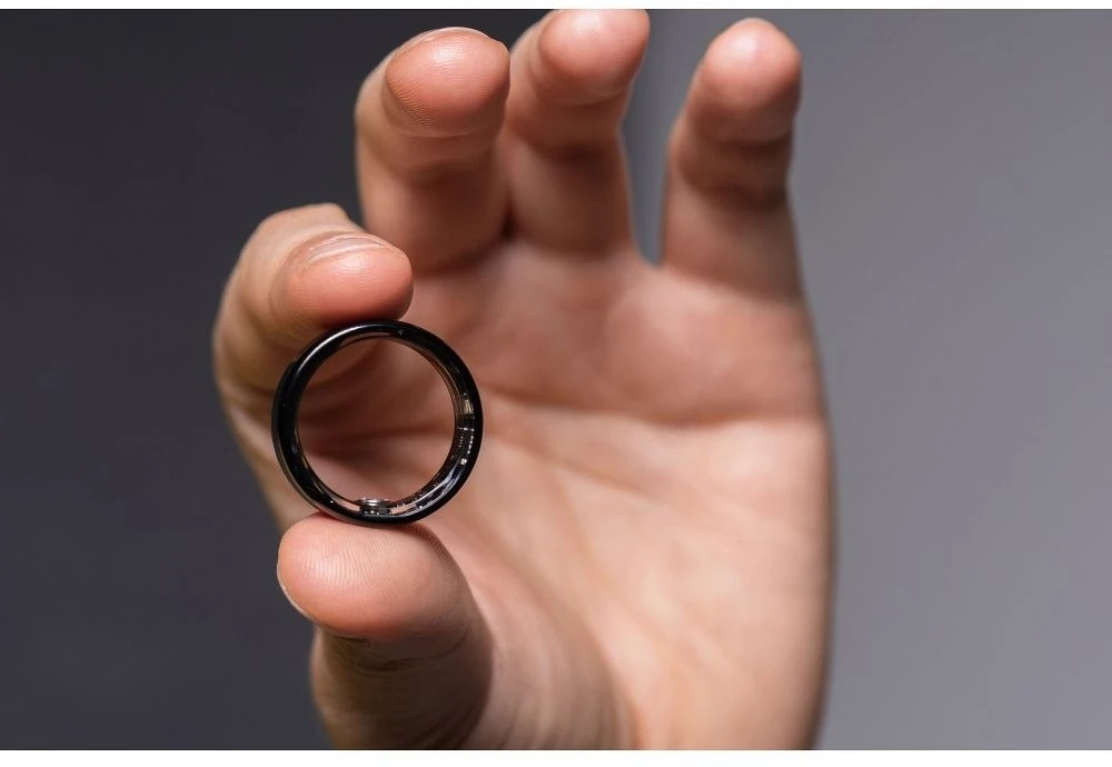 OEM Smart Ring R11M - išmanusis plieno žiedas su įkrovimo dėžute, 8 dydis (18,1 mm), juodas