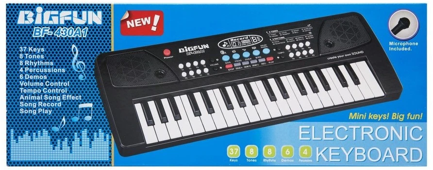 Organkai, pianinas, klaviatūra su mikrofonu, 37 klavišai