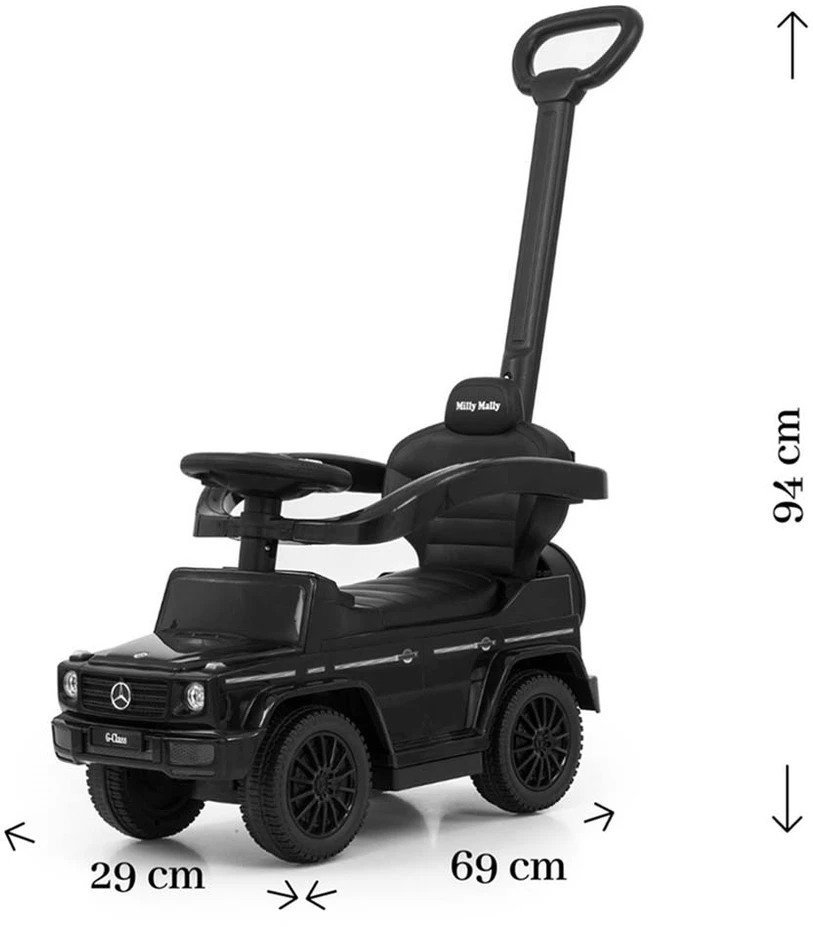 Paspirtukas su vairavimo rankena MERCEDES G350d Milly Mally juodas