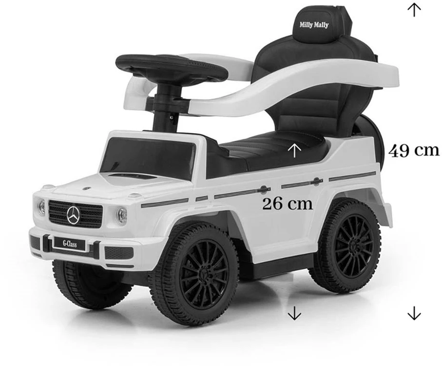 Paspirtukas su vairavimo rankena MERCEDES G350d Milly Mally baltas