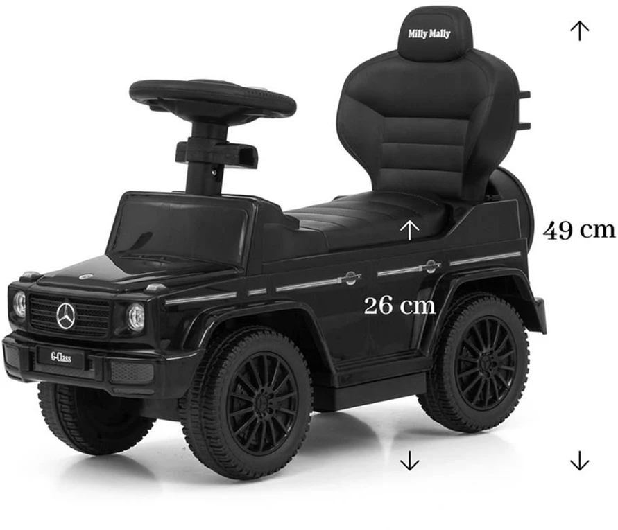 Paspirtukas su vairavimo rankena MERCEDES G350d Milly Mally juodas