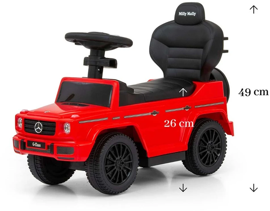 Paspirtukas su vairavimo rankena MERCEDES G350d Milly Mally raudonas