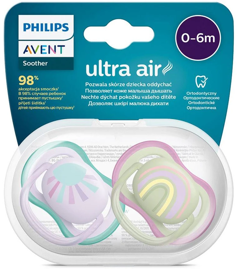 Philips AVENT SCF085/59 Ultra Air čiulptukas 0-6m saulės/vaivorykštės mergaitė