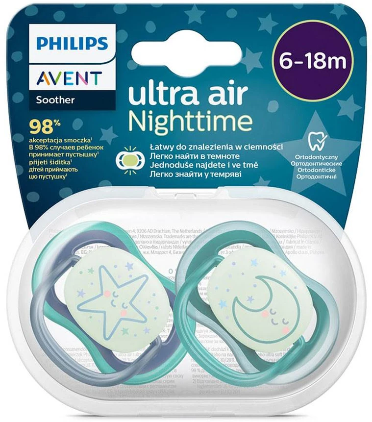Philips AVENT SCF376/13 Čiulptukas Ultra Nighttime 6-18 žvaigždučių/mėnulio berniukas