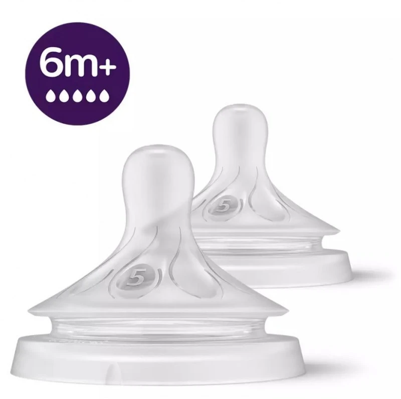 Philips AVENT Natural Response 6+ mėn. Nr. 5 vidutinės tėkmės žindukai, 2 vnt.