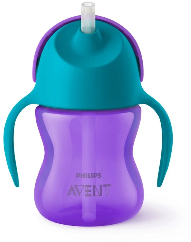 Philips AVENT 9+ mėn. puodelis su šiaudeliu 200 ml, violetinis