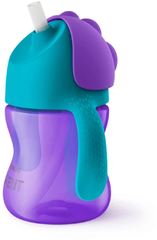Philips AVENT 9+ mėn. puodelis su šiaudeliu 200 ml, violetinis