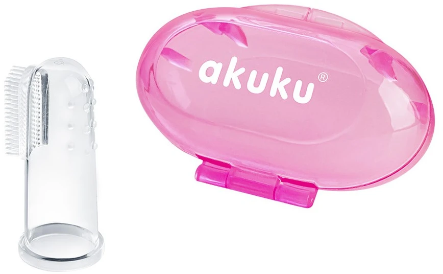 AKUKU silikoninis dantų šepetėlis su dėžute Rožinis, A0265