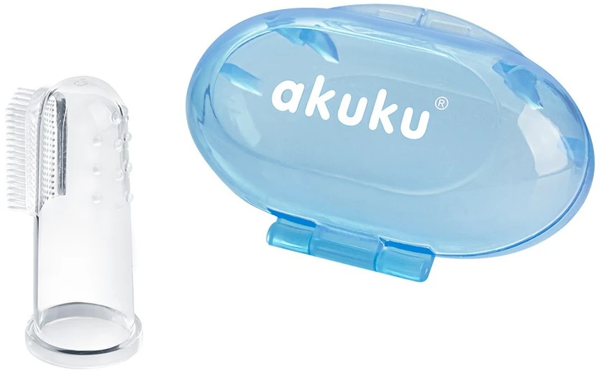 AKUKU silikoninis dantų šepetėlis su dėžute Mėlynas, A0263