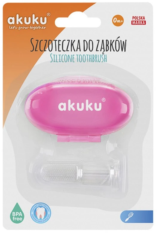 AKUKU silikoninis dantų šepetėlis su dėžute Rožinis, A0265