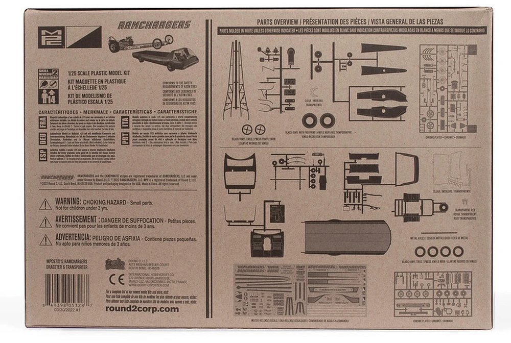 Plastikinis modelis 1:25 Ramchargers dragsteris ir sunkvežimis transporteris