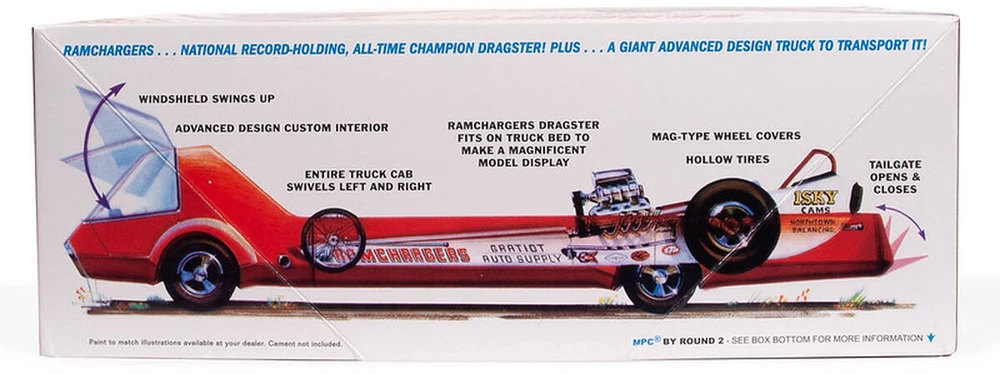 Plastikinis modelis 1:25 Ramchargers dragsteris ir sunkvežimis transporteris