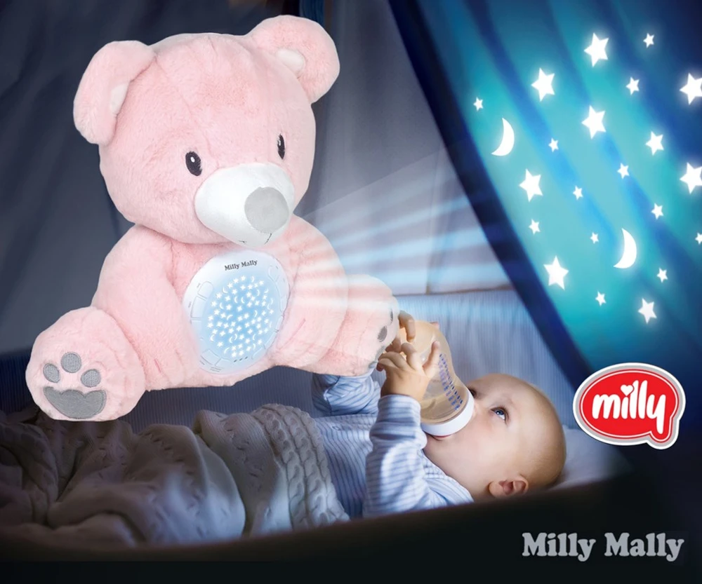 MILLY MALLY projektorius pliušinis žaislas Milly Bear rožinis