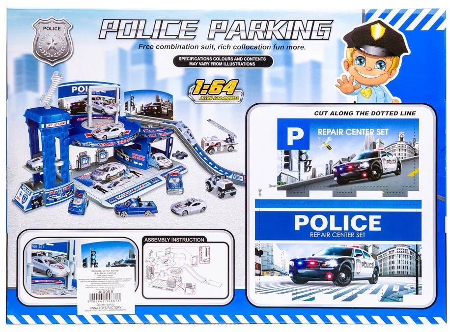 Policijos stovėjimo aikštelė su 3 automobiliais