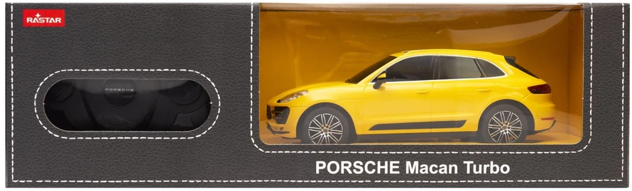 Porsche Macan Turbo mastelio 1:24 Rastar 71800 geltonas valdomas automobilis