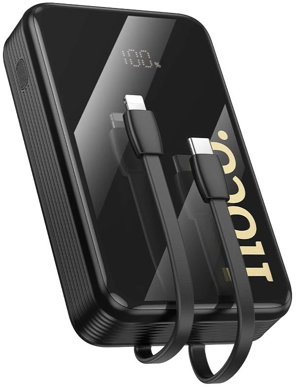 Išorinė baterija Hoco 20000 mAh QC PD 22,5W su integruotais laidais USB C + Lightning Q37A juodas