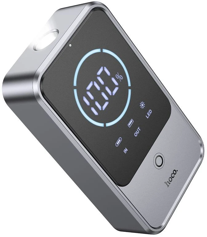 Powerbankas 10000 mAh 2,4A 18W su automobilio užvedimo funkcija Hoco QS7 metal pilka