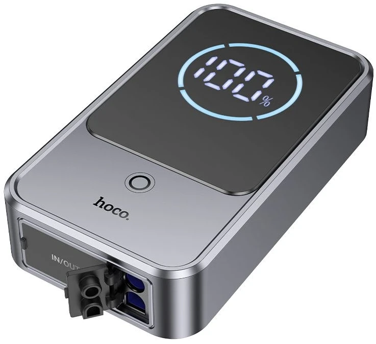 Powerbankas 10000 mAh 2,4A 18W su automobilio užvedimo funkcija Hoco QS7 metal pilka