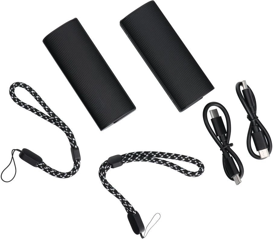 Powerbank Veger W0587 2,4A 2 pcs 2 x 5000 mAh with hand warmer juodas and sidabrinis