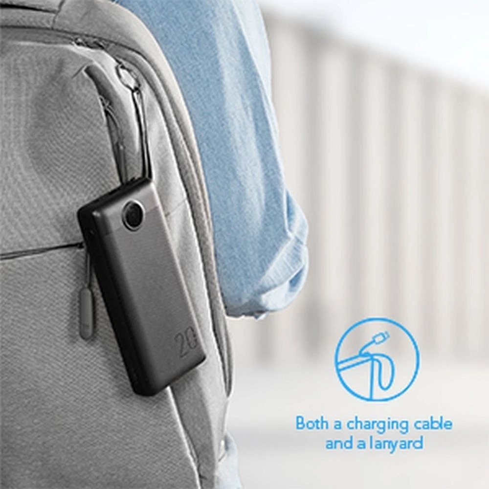 Veger „Weger C20“ (W2047 / W2059) 20000 mAh talpos nešiojamoji baterija su integruotu „Micro-USB“ laidu / C tipo / „Lightning“ juodas
