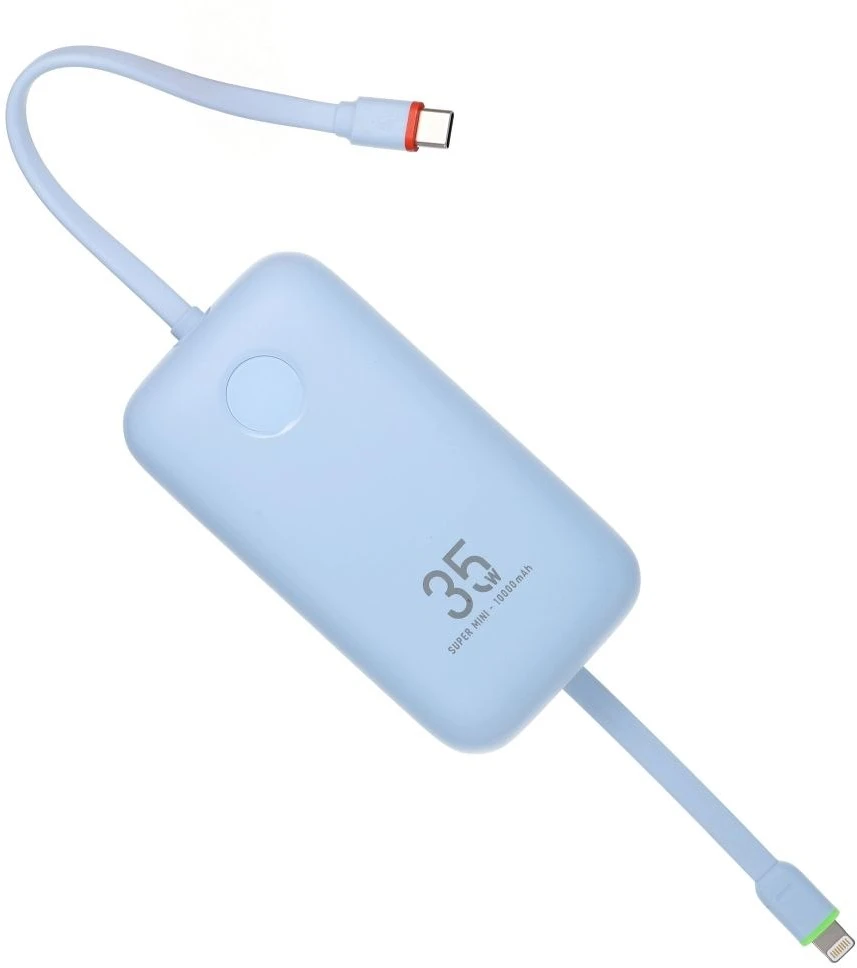 Nešiojamoji baterija Veger K1 (W1188) PD QC3.0 35W 10000 mAh su integruotu USB-C laidu / Lightning mėlynas