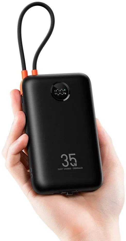 Nešiojamoji baterija Veger K2 (W2068) PD QC3.0 35W 20000 mAh su integruotais C tipo laidais / Lightning juodas