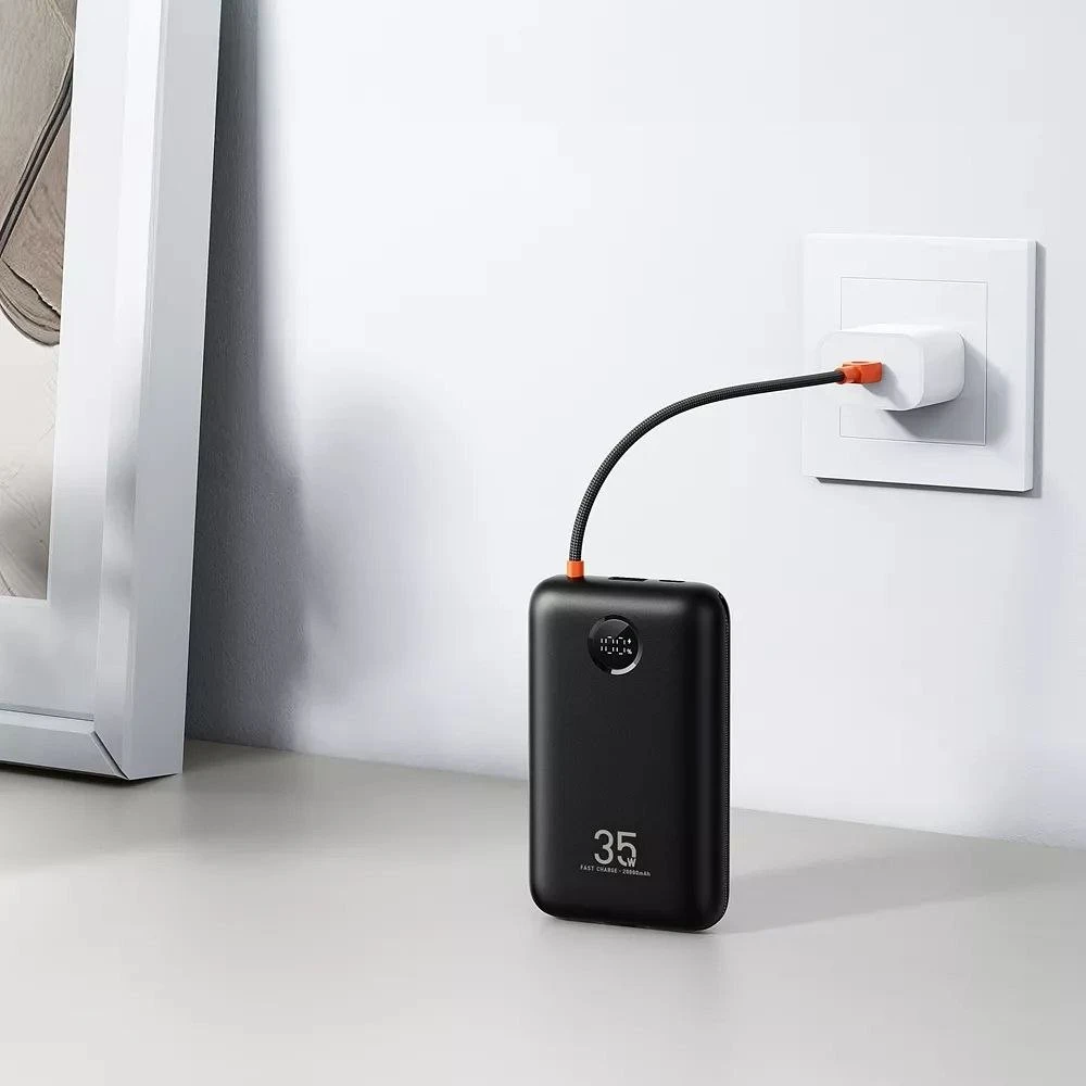 Nešiojamoji baterija Veger K2 (W2068) PD QC3.0 35W 20000 mAh su integruotais C tipo laidais / Lightning juodas