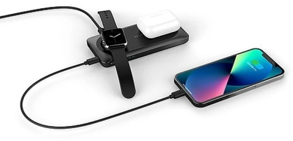 Nešiojamoji baterija, suderinama su „Magsafe Veger MagMulti“ (W1156) PD QC3.0 3A 22,5W 10000 mAh, su belaidžiu įkrovimu, juoda
