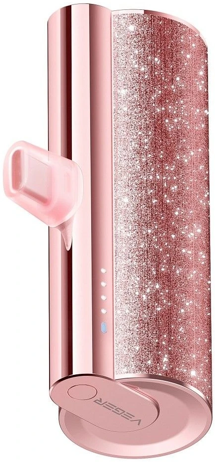 Nešiojamoji baterija „Veger PlugOn“ (W0573) PD QC3.0 2,4A 12W 5000 mAh su integruota USB C jungtimi, rožinė