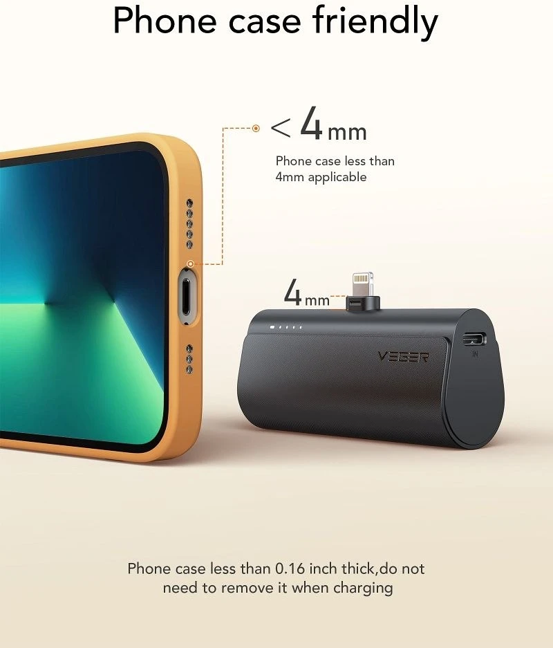 Išorinė baterija POWER BANK VEGER PlugOn (W0556P) lightning 5000mAh (20W) juoda