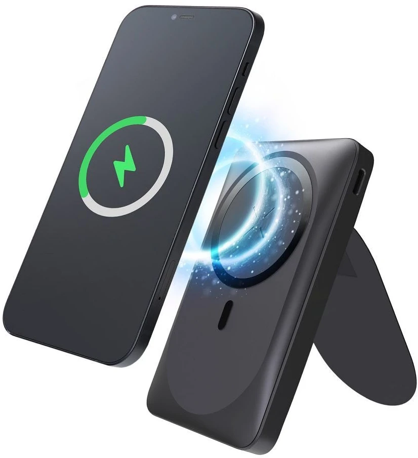 Išorinė baterija POWER BANK Forcell F-ENERGY (F10K2) 10000mAh su belaidžiu įkrovikliu (Magsafe 20W) juoda