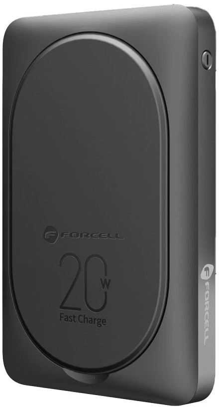 Išorinė baterija POWER BANK Forcell F-ENERGY (F10K2) 10000mAh su belaidžiu įkrovikliu (Magsafe 20W) juoda