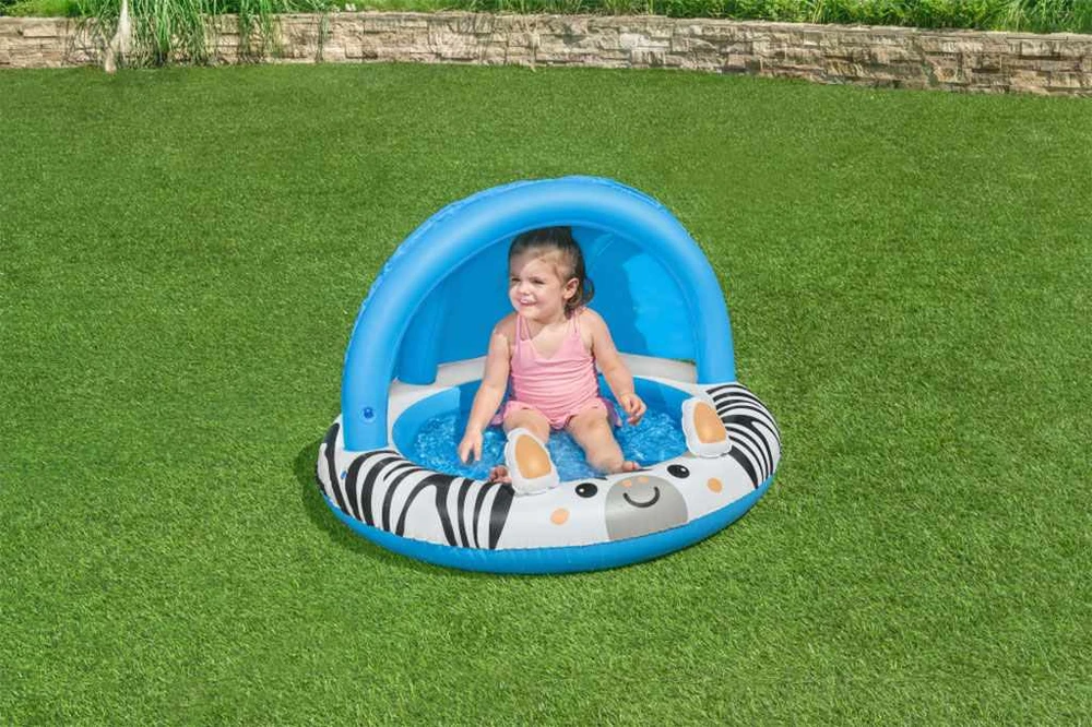 Bestway Bestway 52559 Pripučiamas baseinas su stogu ir pumpuojamu dugnu Zebra 97cm x 66cm