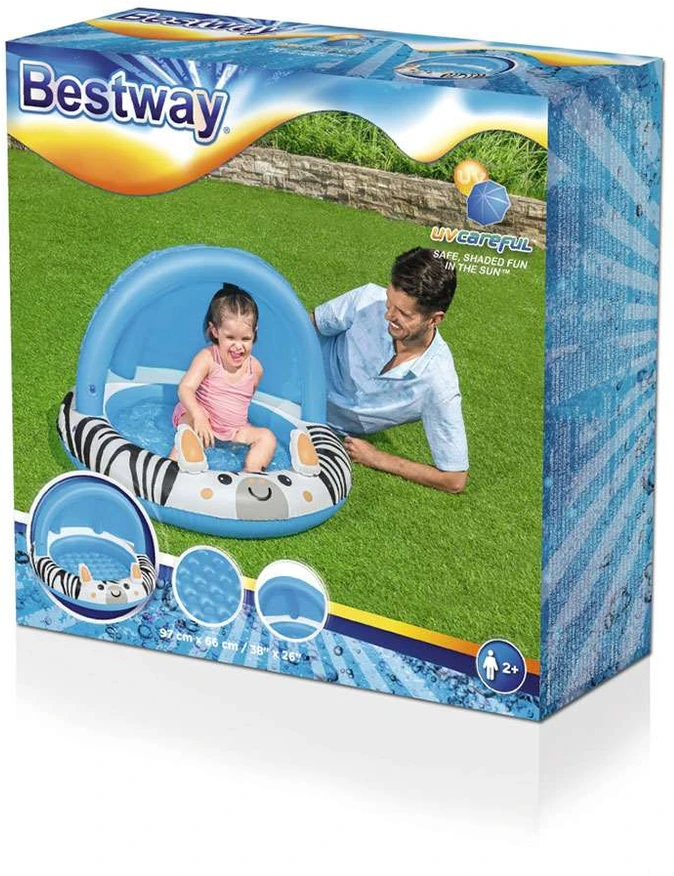 Bestway Bestway 52559 Pripučiamas baseinas su stogu ir pumpuojamu dugnu Zebra 97cm x 66cm