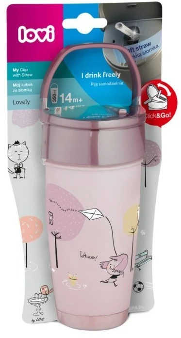 LOVI puodelis su šiaudeliu ACTIVE Lovely Girl, 350 ml, 35/355girl