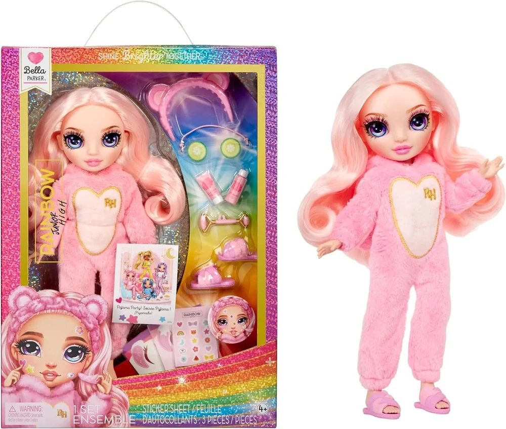 Parker 503675-EUC Junior High mados lėlė Bella PJ Party rožinė