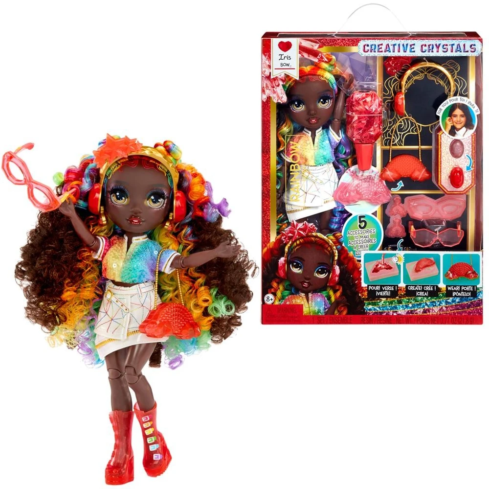 MGA Lėlė 121381-EUC Rainbow High Creative Crystals mados lėlė - Iris Bow