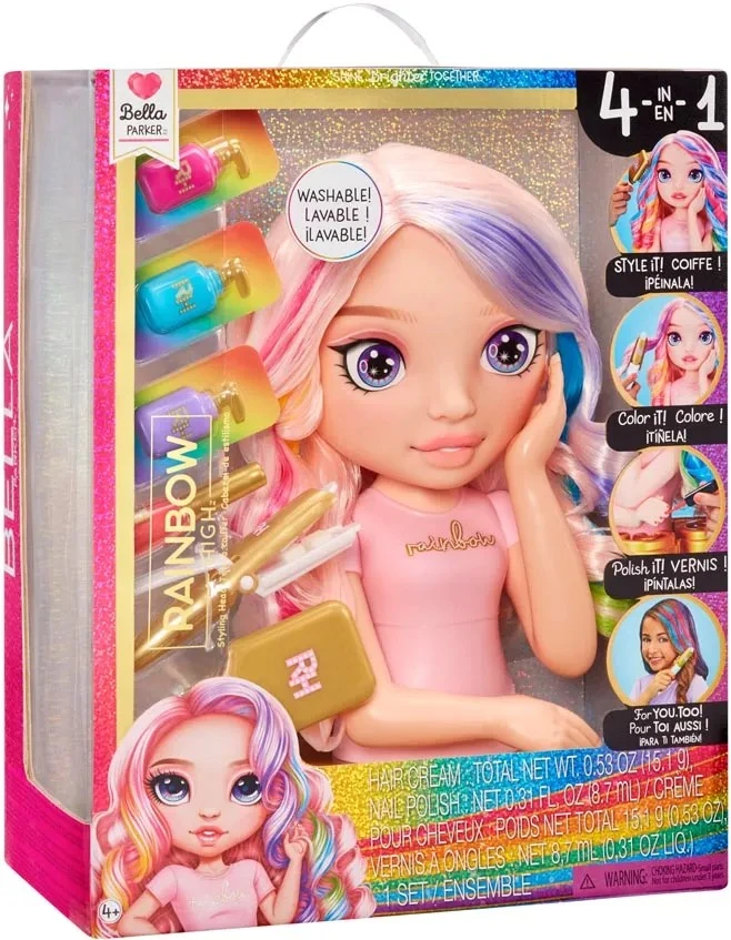 Rainbow High lėlė Bella Parker galva stilizavimui 120889