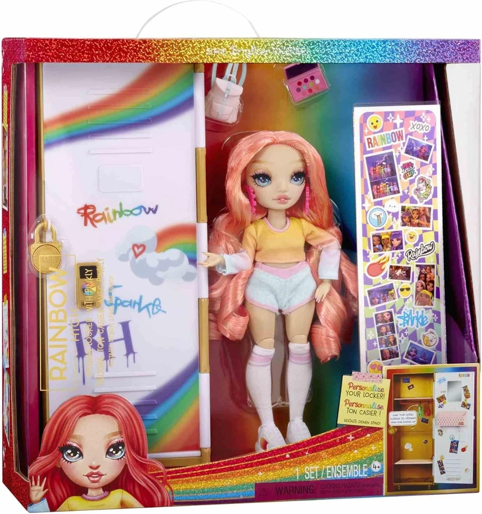 MGA Rainbow High Lėlė Rainbow aukšta spintelė ir lėlės žaidimų rinkinys