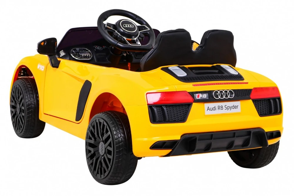 RAMIZ Elektromobilis Audi R8 geltonas su pulteliu
