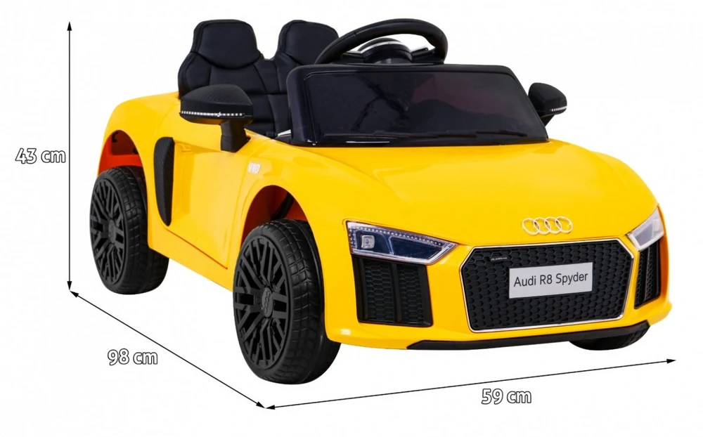 RAMIZ Elektromobilis Audi R8 geltonas su pulteliu
