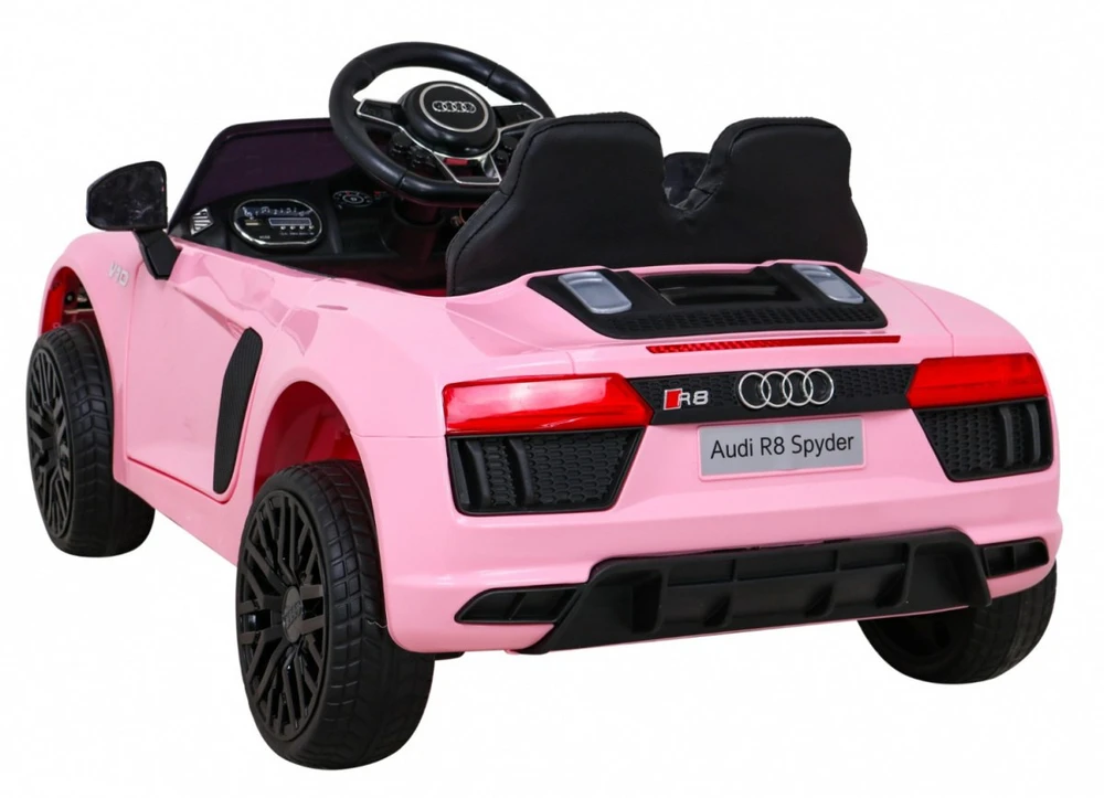 RAMIZ Vaikiškas elektromobilis Audi R8 rožinis su pulteliu ir LED apšvietimu