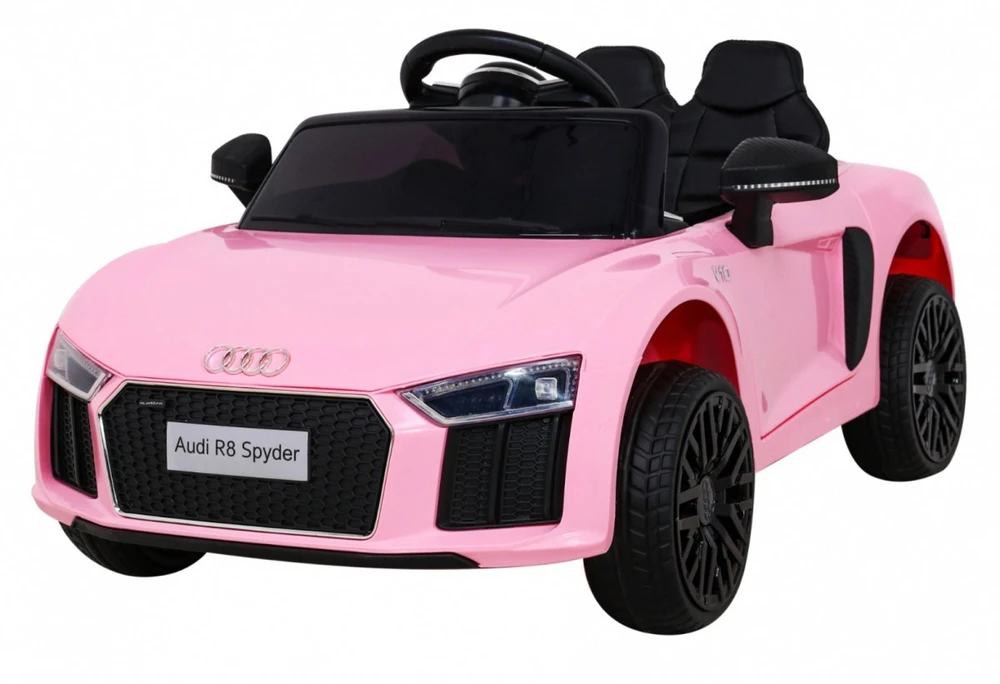 RAMIZ Vaikiškas elektromobilis Audi R8 rožinis su pulteliu ir LED apšvietimu